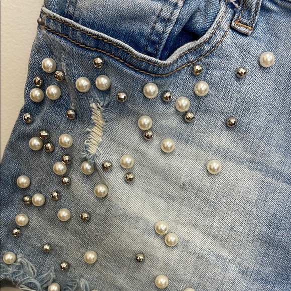 Hippie Laundry Blue Denim Shorts with Pearl Accents size 30 - Picture 5 of 7